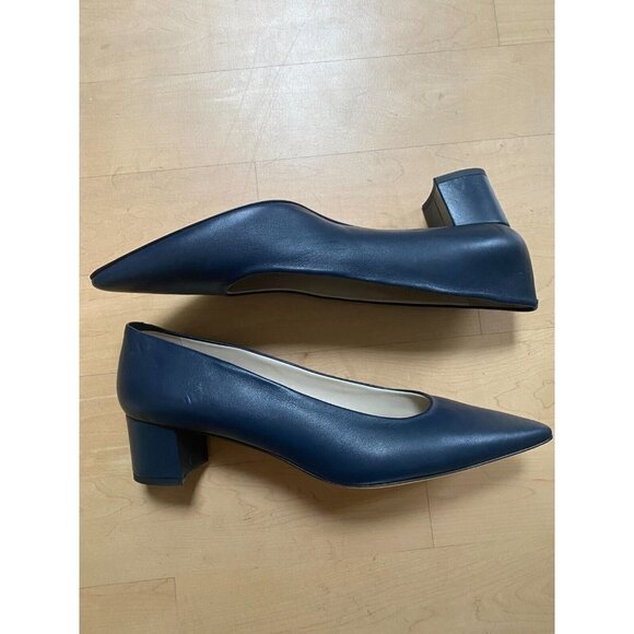 Amalfi by Rangoni BNWT "Paco" navy blue block heel NEW pointed toe pump classic - Picture 3 of 10